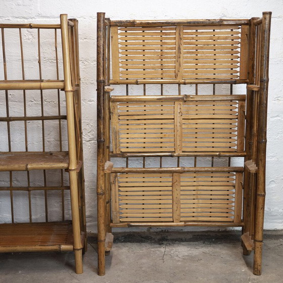 Image 1 of Pair of vintage folding bamboo shelves, 1930