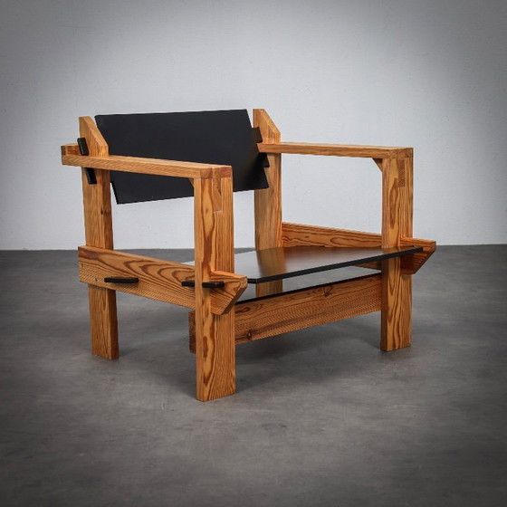 Image 1 of Rarissima coppia di poltrone lounge olandesi in legno massello di pino, di Wouter Fens, anni '60.