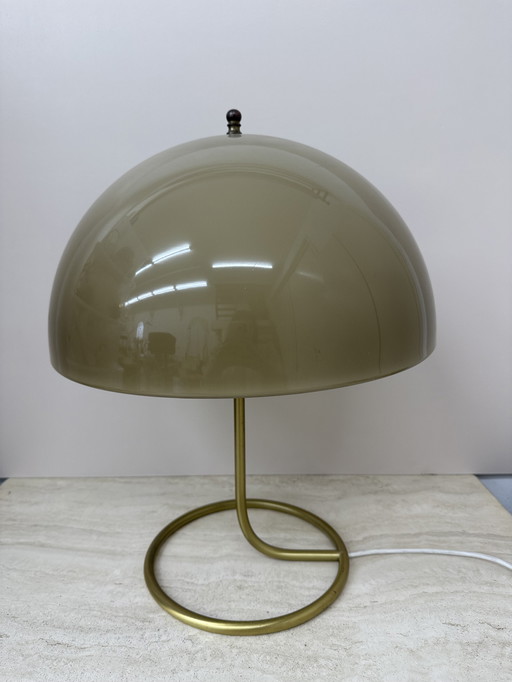 Vintage Mushroom Tischlampe mit goldenem Metallsockel, 1970er Jahre