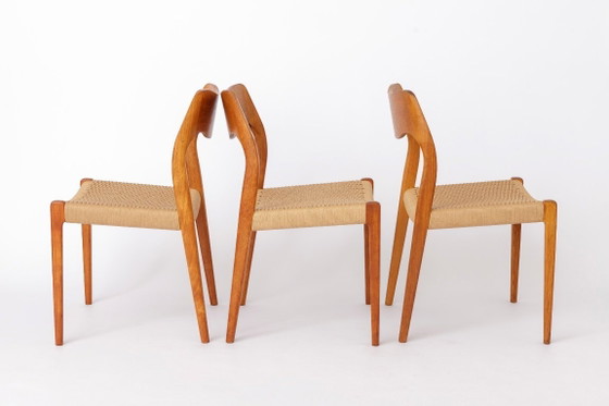 Image 1 of Set of 6 Niels Otto Møller Model 71 Dining Chairs, 1960s, Danish Mid Century Teak Chairs with Danish Cord Seats, Scandinavian De