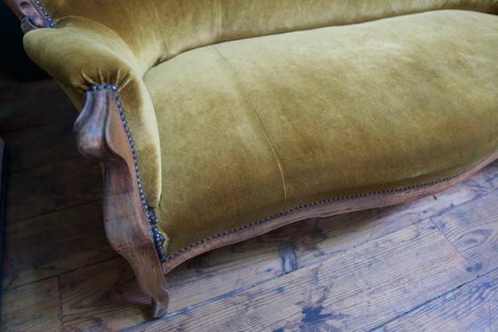 Image 1 of Divano a tre posti in velluto Luigi Filippo, Francia, XIX secolo