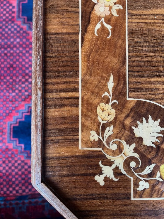 Image 1 of Tavolo multigioco intarsiato italiano di metà secolo in noce e mogano, c. 1960