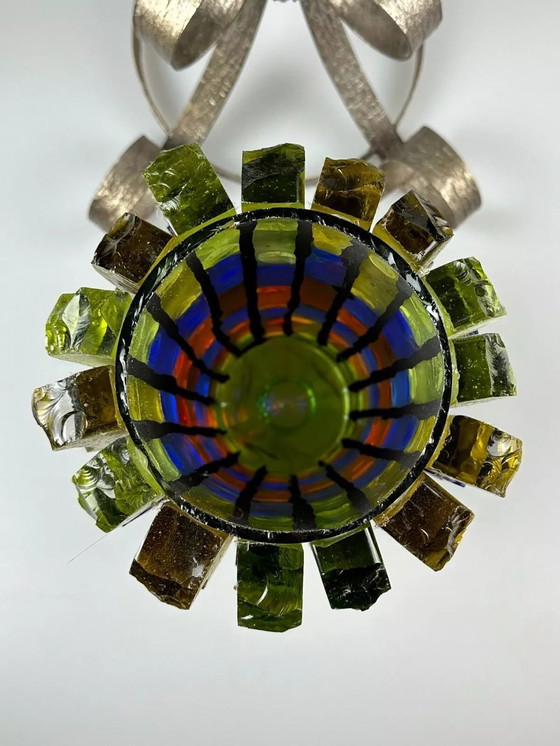 Image 1 of 60s 70s Brutalistische vloerlamp ijzer & glas vloerlamp Mid Century