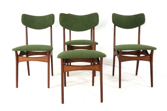 Image 1 of Set 4 vintage eetkamerstoelen stoelen gestoffeerd