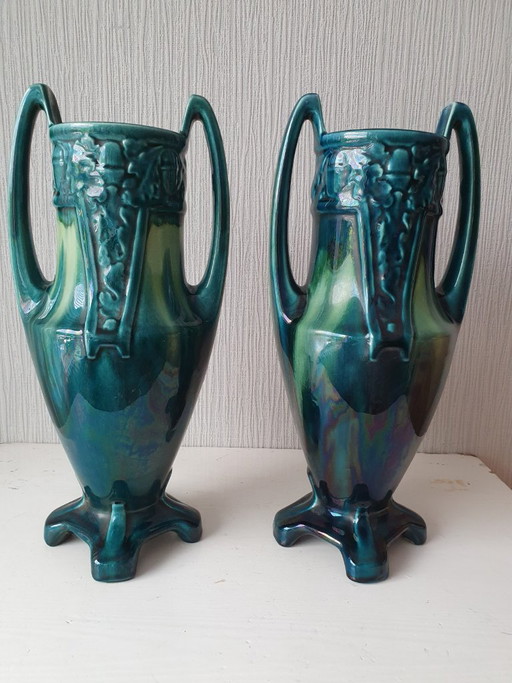 Art Nouveau Vazen Gustave De Bruyn (38cm)–Fives-Lille Ca1900 – Ceramic