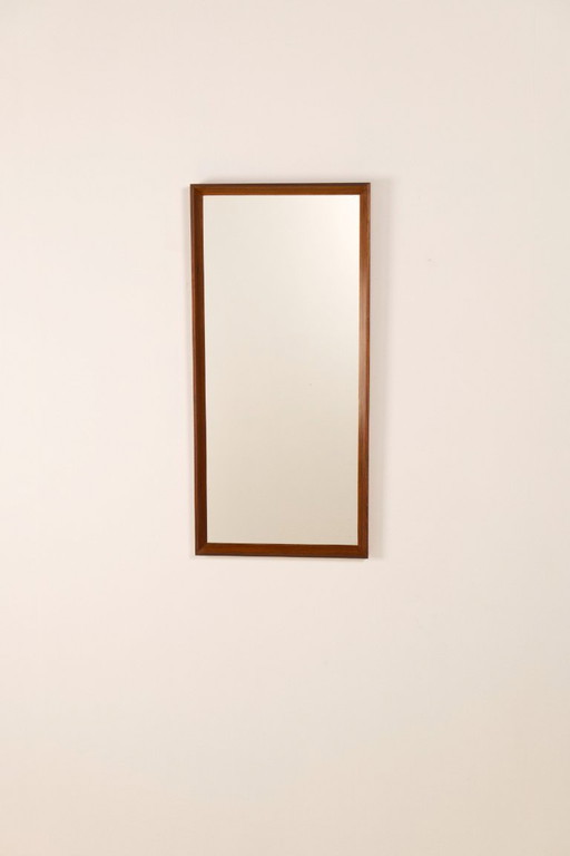 Rosewood mirror with brass pins, AM spejle Denmark, 1960's