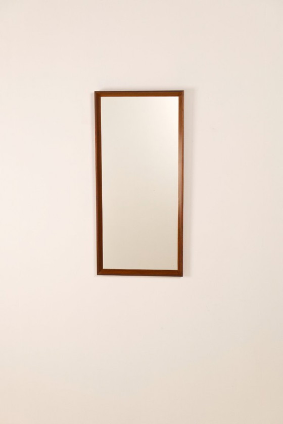 Image 1 of Rosewood mirror with brass pins, AM spejle Denmark, 1960's