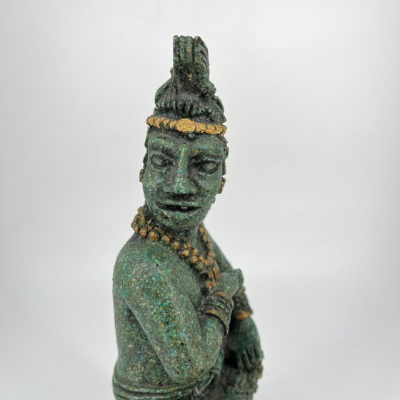 Image 1 of Vintage sculptuur in pre-Columbiaanse stijl – malachietlook (Midden 20e eeuw)