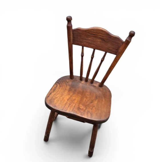 Set of 2 Oak Wood Victorian Child's Stick Back Chairs, 1960s – Dining chairs (photo 10 of 14)