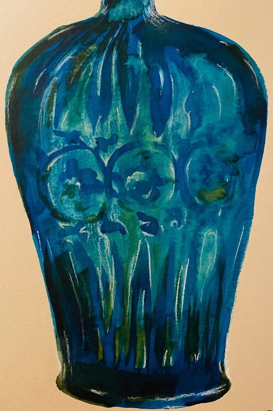 Image 1 of Aquarel en inkt schilderij Wabi Sabi vaas Azië collectie