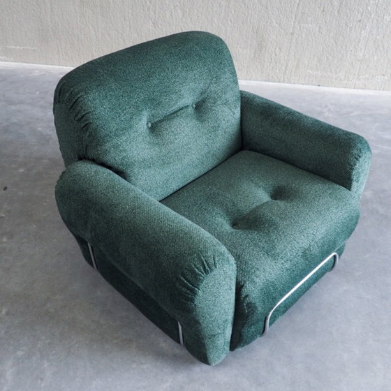 Italiaanse Mid-Century Modern Fauteuil – Textile, Chrome (photo 16 of 17)