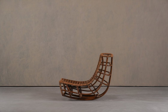 Image 1 of Fauteuil lounge vintage en bambou à dossier slingback, Allemagne années 1970