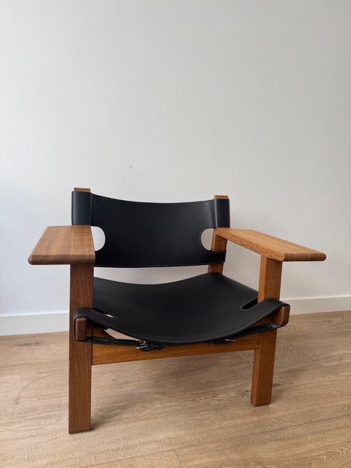 Fredericia 'The Spanish Chair', smoked solid oak/black leather