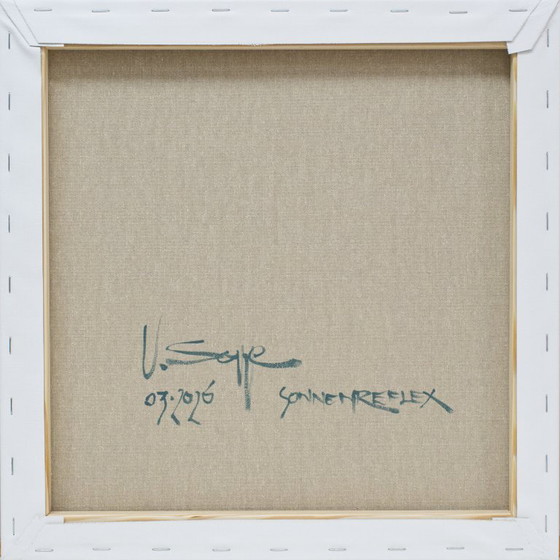 Image 1 of Painting of sun reflection, hand-painted unique piece, nature, landscape painting, acrylic painting 40x40cm