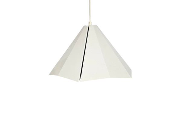 Image 1 of Lampes D-L Hollande - Suspension pyramidale - métal - blanc - années 80