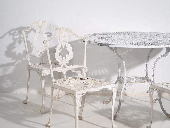 Table et chaises de jardin vintage blanches (c.1950). Ensemble de 5 pièces – Ensembles de jardin, Aluminium (photo 15 of 40)