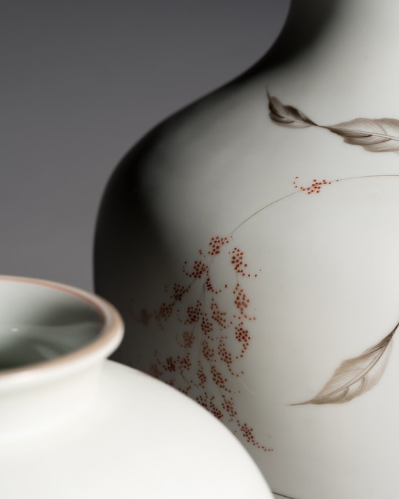 Image 1 of Rosenthal Fritz von Stockmayer Vase Duo Seidenglasur Handbemalt Signatur 2WW