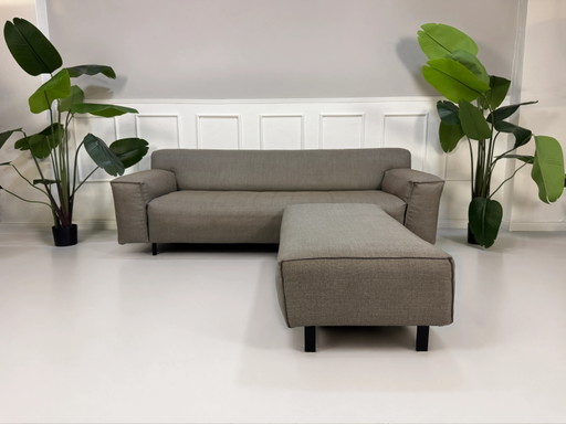 Rolf Benz Grata Bank + Hocker Stoff Grau Bankbank