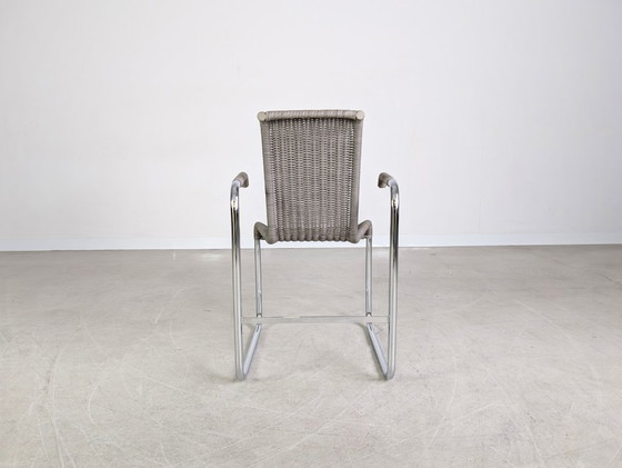 Image 1 of Silla original Tecta D26E, gris tejido, silla cantilever con reposabrazos