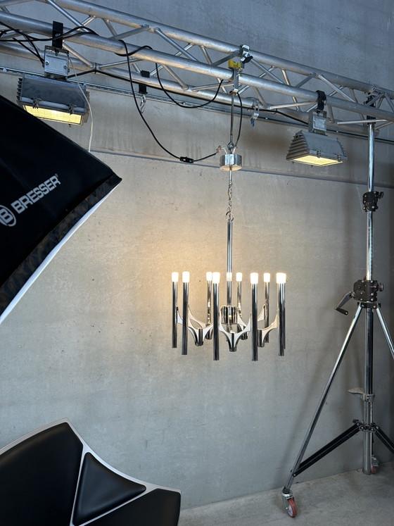XL Vintage Design ‘Orbit’ Chandelier - Sciolari – Brass, Silver (photo 14 of 14)