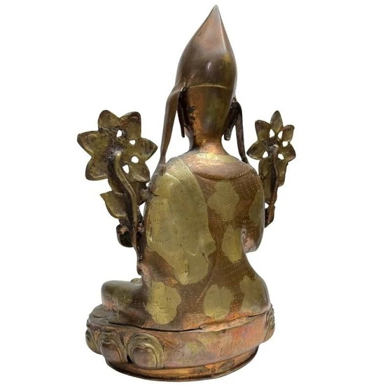Antiguo Lama Tsongkhapa dorado al fuego en bronce – Ladakh – Siglos XVIII-XIX – Lote 435 – Esculturas, Bronze (photo 6 of 10)