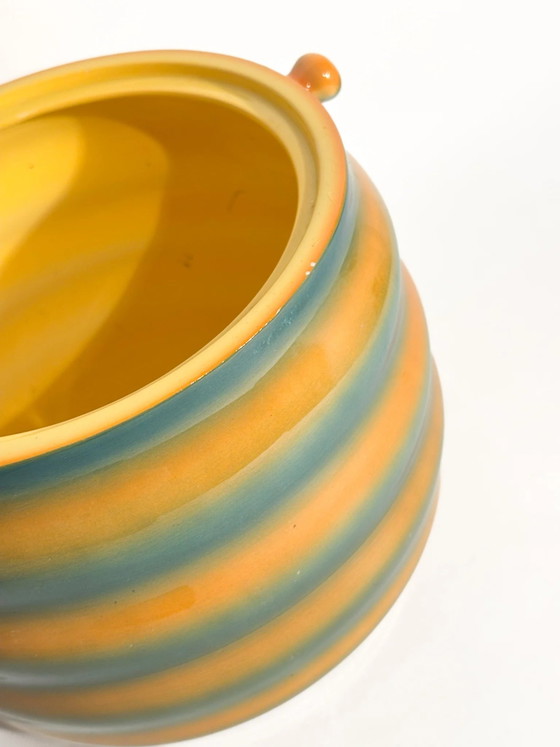 1950s Airbrushed Yellow and Green Cachepot Vase by Galvani Ceramics Pordenone – Mid Century Modern (photo 5 of 12)