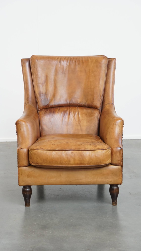 Image 1 of Vintage Fauteuil Gemaakt van Schapenleer