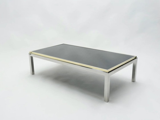 Image 1 of Grande Table Basse Chrome Laiton Flaminia par Willy Rizzo 1970