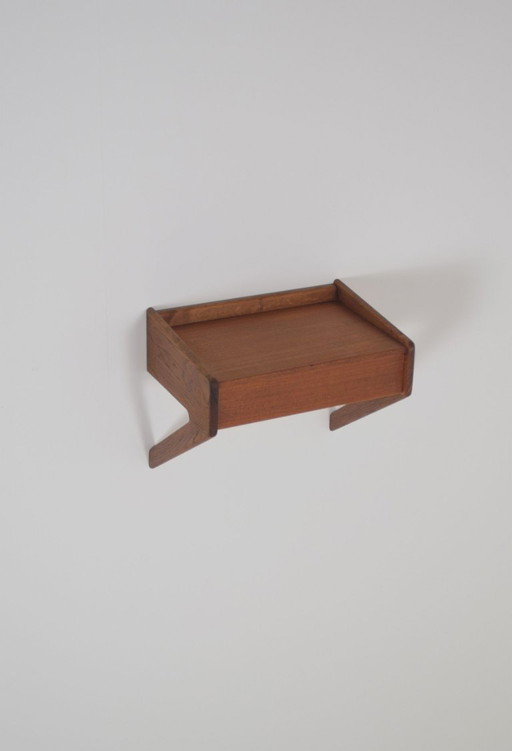 Zwevend Nachtkastje Door Sigfred Omann Voor Ølholm Møbelfabrik, Jaren '60 – Wood (photo 2 of 11)