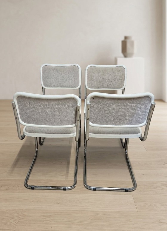 Image 1 of Set of 4 Marcel Breuer Tubular Chairs, Mid Century Modern Bauhaus Chrome Cantilever Dining Chairs, 20th Century