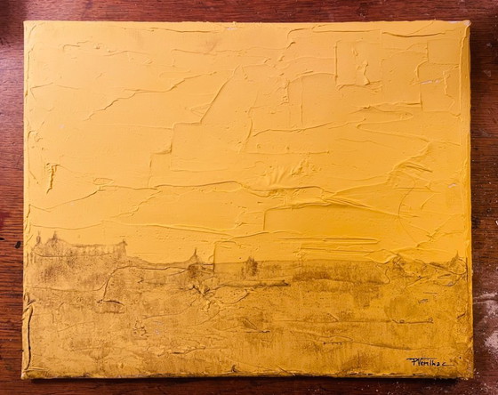 Image 1 of Oil painting on canvas, Egyptian desert landscape "Sun"