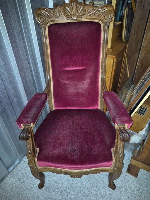 Antieke eiken brocante stoel