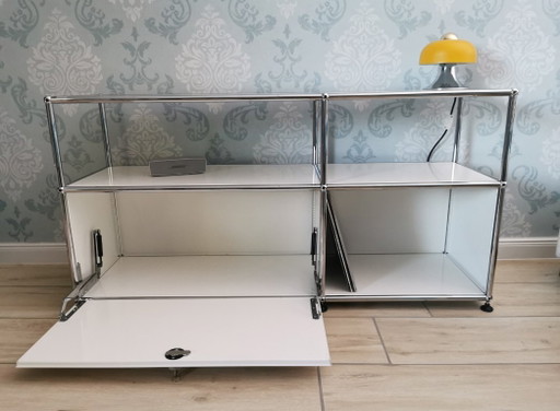 Original USM Haller Lowboard / Sideboard mit Klappe, weiß – dressoirs, Metal (photo 2 of 7)