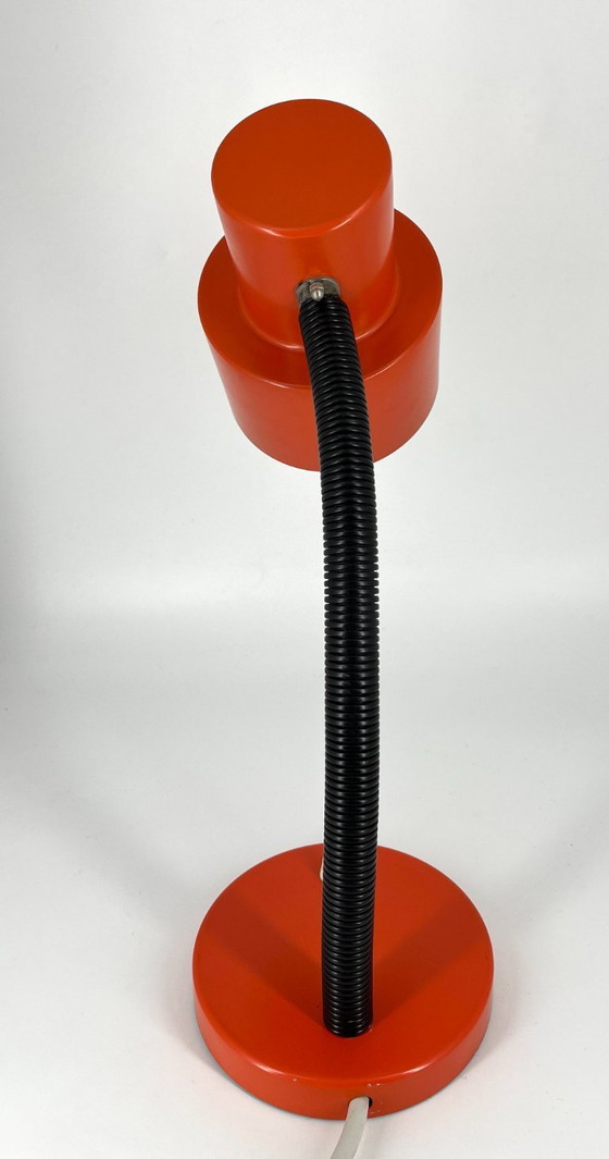 Image 1 of Lampe de bureau vintage orange avec col de cygne flexible, années 1970