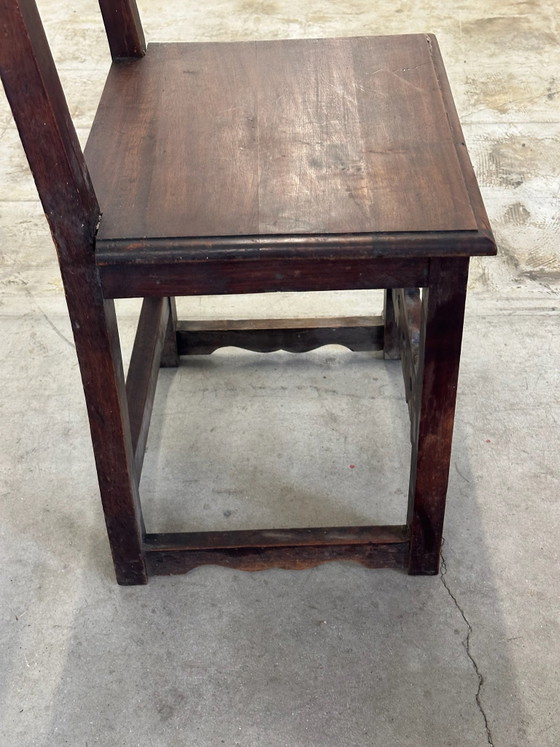 6 Alsatian carved and openwork wooden chairs - 19th century, Dining chairs, Brown (photo 3 of 15)
