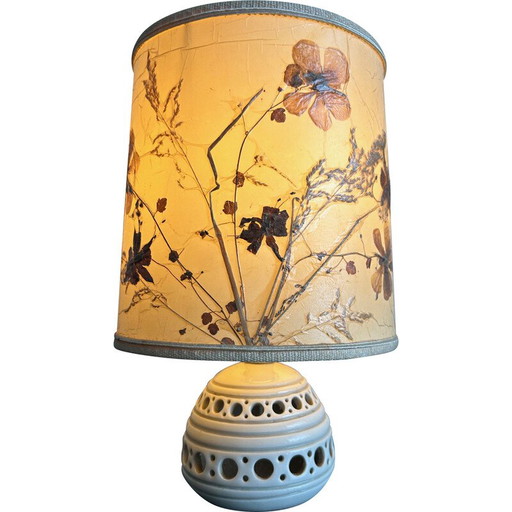 Vintage enameled ceramic lamp by Jean Chatoney