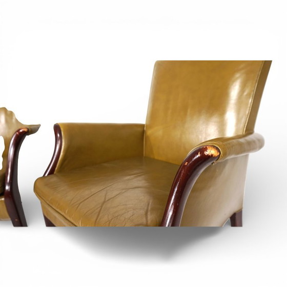 Image 1 of Zwei moosgrüne Froxfield-Ledersessel von Parker Knoll, 1960