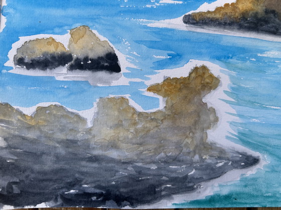 Image 1 of Watercolor seaside landscape