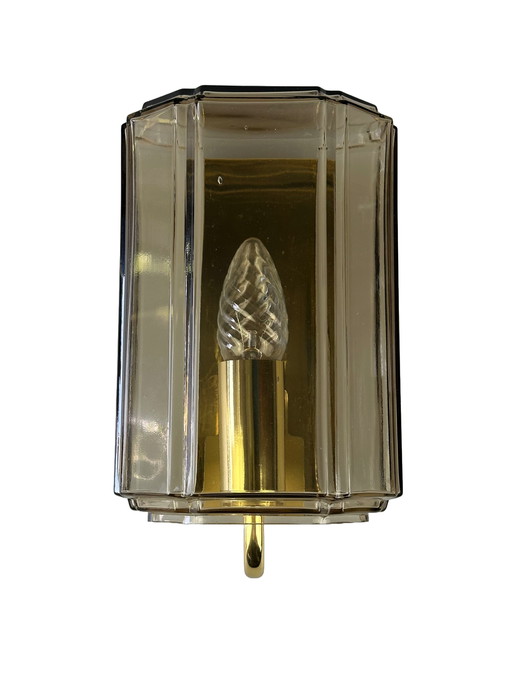 60's 70's Lampe murale Glashütte Limburg Germany Verre & métal Age Design