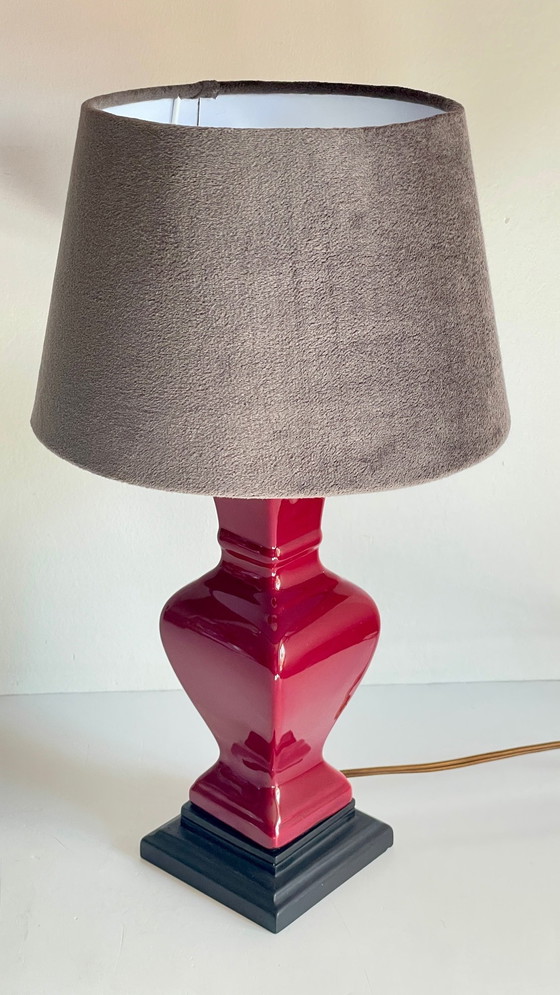 Image 1 of Lampe Chic Céramique Et Velours Vintage