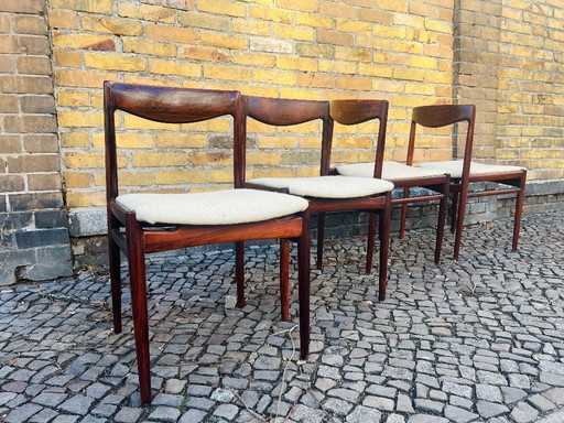 4 sedie Vesterlund in stile Mid-Century Modern danese di Lübke / Erik Buch - palissandro e tessuto
