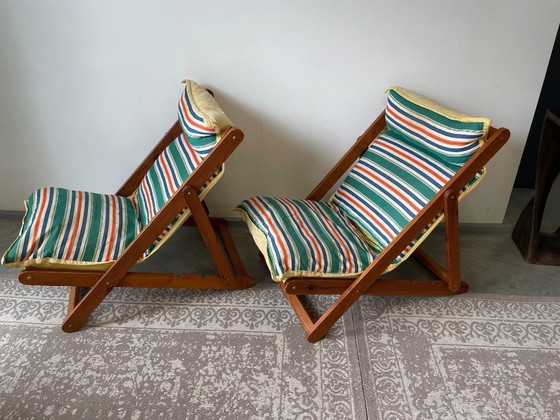 Image 1 of Set Of 2 Ikea Kon Tiki Folding Chairs Designed By Gillis Lundgren (1970s)