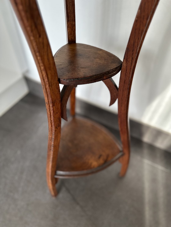 Image 1 of Columna Jardinière antigua Art Nouveau – Mesa para plantas de roble – 110 cm