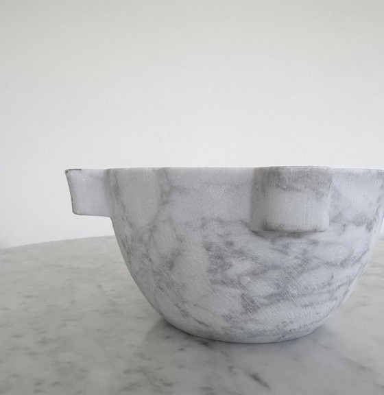 Image 1 of Mortar made of Carrara marble - High-quality marble bowl for kitchen & design / decoration