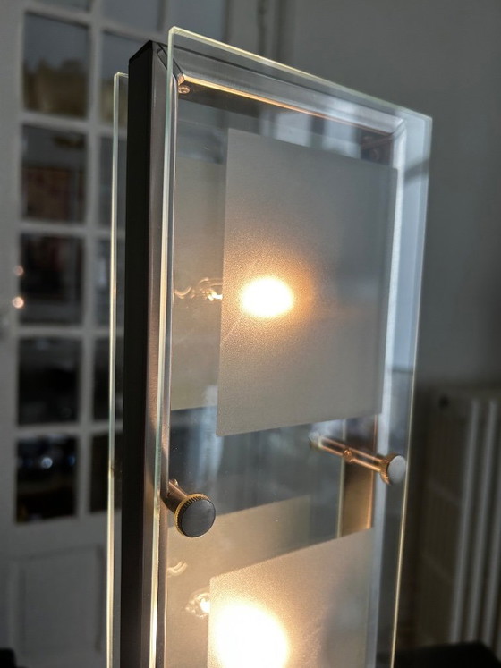Chrome-plated metal and glass lamp, 1990 – Table lamps (photo 10 of 12)