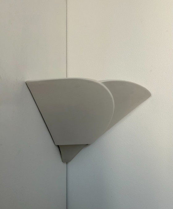 Image 1 of Vintage hoeklamp, gips en gezandstraald glas, Frankrijk 1970