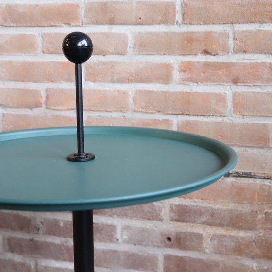 Image 1 of Vintage 80s side table black green round metal
