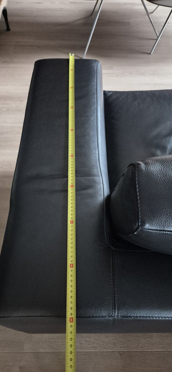 Image 1 of Leolux Antipode black leather 2 and 3 seater sofa