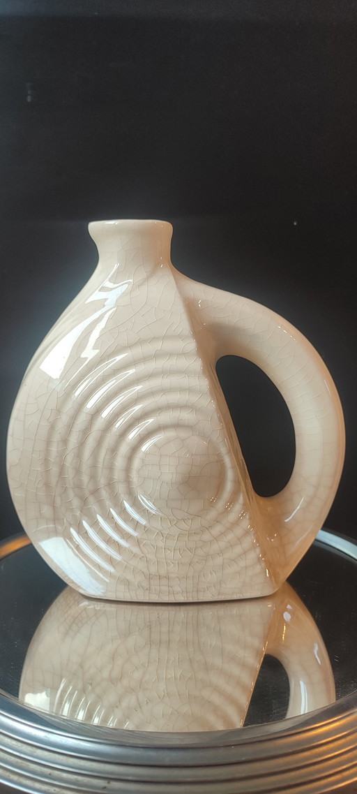 Pitcher, vintage crackled ceramic vase
