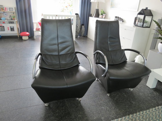 Image 1 of 2x sillones de cuero visión sentada de De Toekomst bajo el sello Goosens